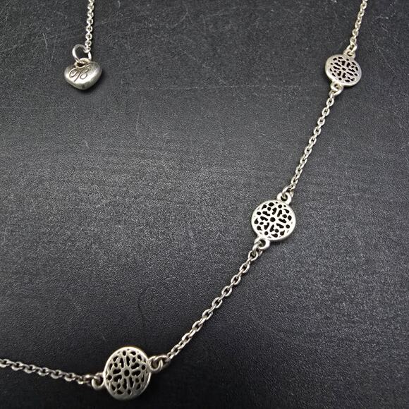 Brighton Ferrara Collar Necklace Silver Tone Filigree Station Beads Chain - Picture 2 of 6